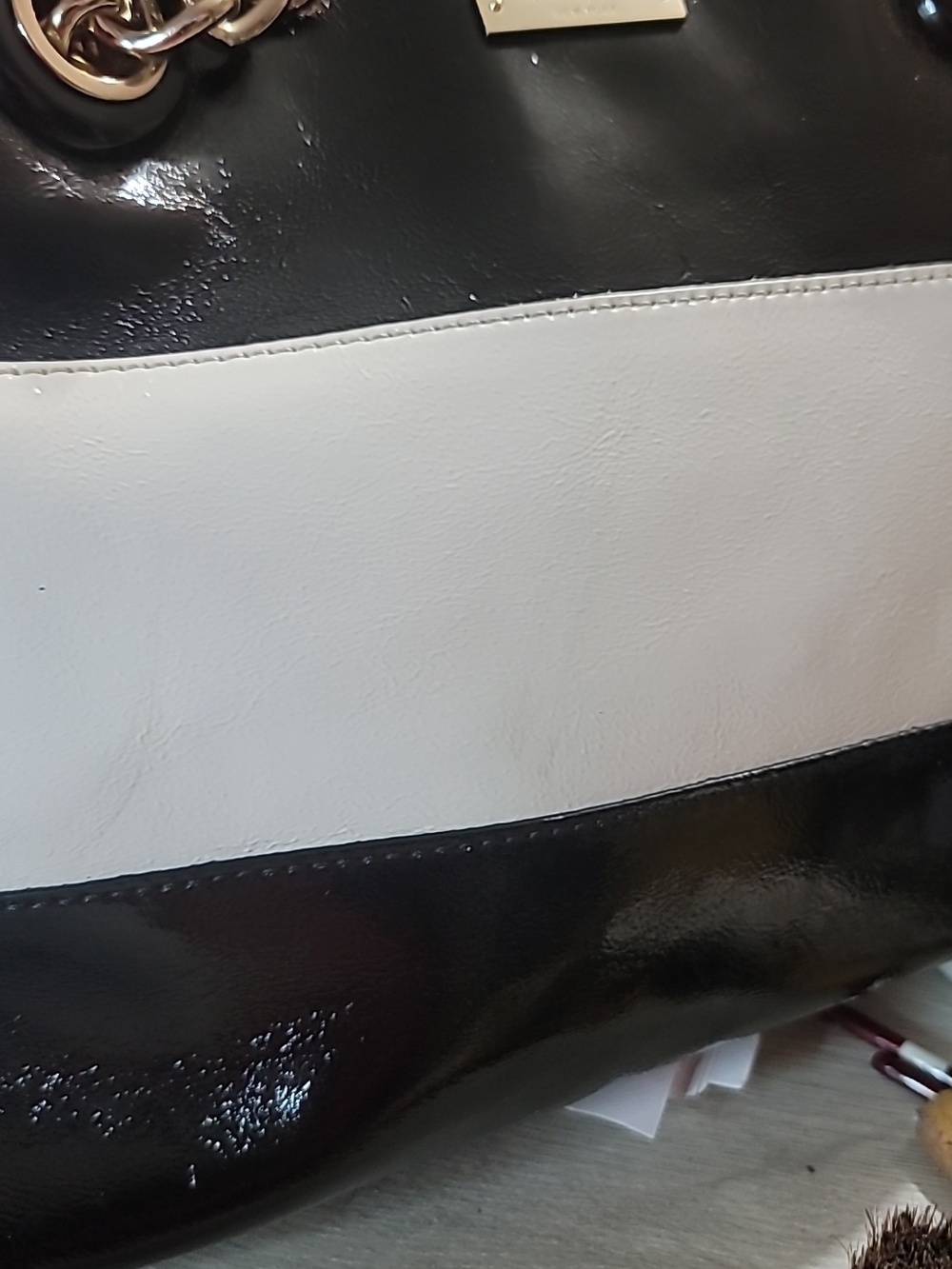Kate Spade Black, White & Red w/Polka Dot Interior Patent Leather Shoulder Tote - Picture 14 of 15